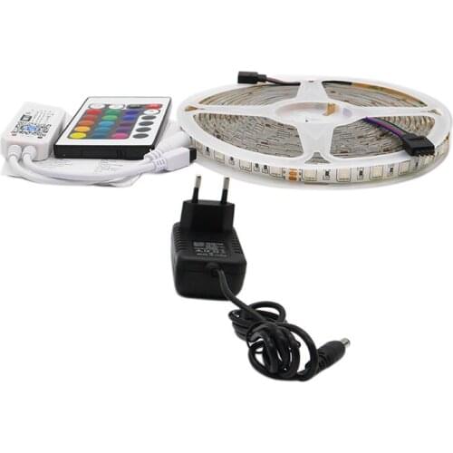 12V RGB 5050 Flexible LED Strip + Power Adapter + 24keys IR / WiFi / 2.4G RGB Controller 5M 10M 15M Full Set