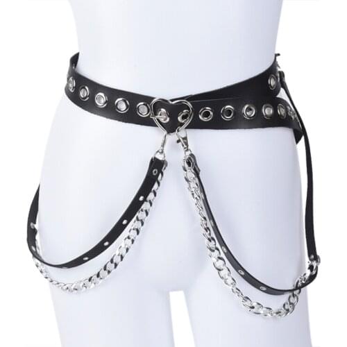 1PC Leather Body Harness Waist Belt Leg Garter Punk Heart Suspenders Band Strap