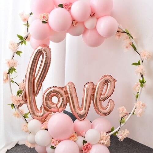 Red Rose Gold Love Letter Ring Aluminum Foil Balloon Pink Latex For Wedding Valentines Happy Birthday Decorations Girls Gifts