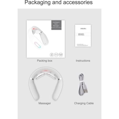 Back and Neck Massager Voice Broadcast Cervical TractionTherapy Massage Rechargeable Electric Pulse Stimulator Heating Function