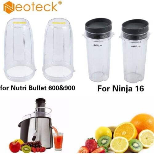 Neoteck 2Pcs 16oz Single Serve Cup With Lids For Ninja Blender Dishwasher BL660 BL740 32oz Cup for Nutri Bullet 600 900 Models