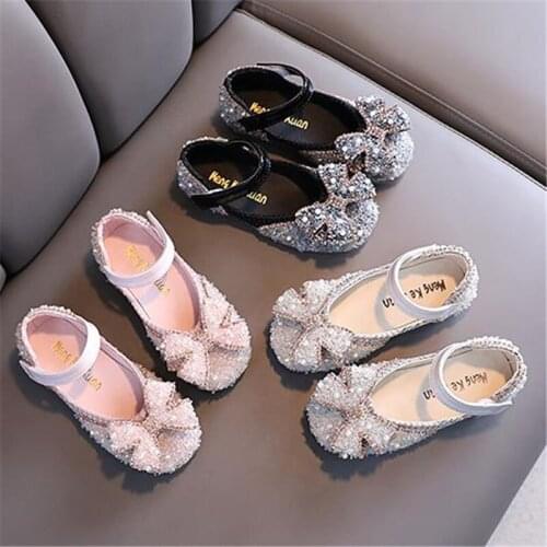 2021 summer Disney new leisure girl butterfly drill small cuhk childrens dance dance shoes single shoes