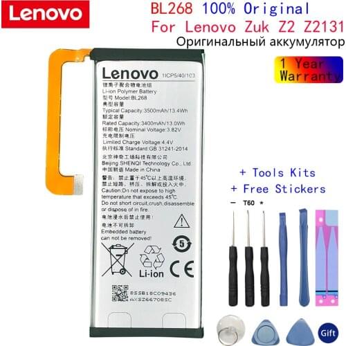 New Original Lenovo Battery BL268 For Lenovo ZUK Z2 3500mAh Mobile Phone replacement High Quality Battery with tools Gifts