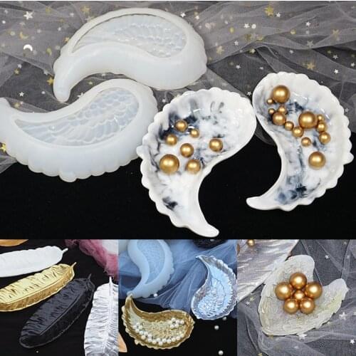 Feather Wings Tray Plate Crystal Epoxy Mold Hand-Made Casting Crafts DIY Art Dish Plate Tray Crystal Epoxy Silicone Mold