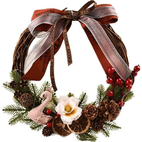 Realistic Christmas Swan Wreath Holiday Supplies Garland Hanging Pendant Party Festival Ornaments Fall Wreath