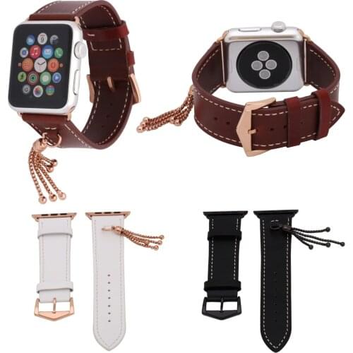 Tassels Genuine Leather Watch bands for Apple Watch Series 1 2 3 4 5 Strap Metal Buckle Cowhide Band 44mm 40mm 42mm 38mm