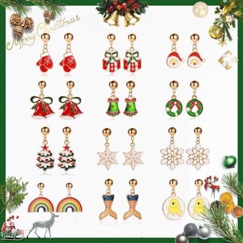 Christmas Santa Claus Earring Pendant Christmas Decoration for Home 2020 Happy New Year Xmas Christmas Gift Ornaments Navidad