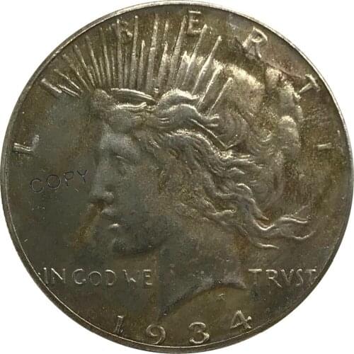 S 1934 United States 1 One Dollar Peace Liberty Cupronickel Plated Silver Collectibles Copy Coin