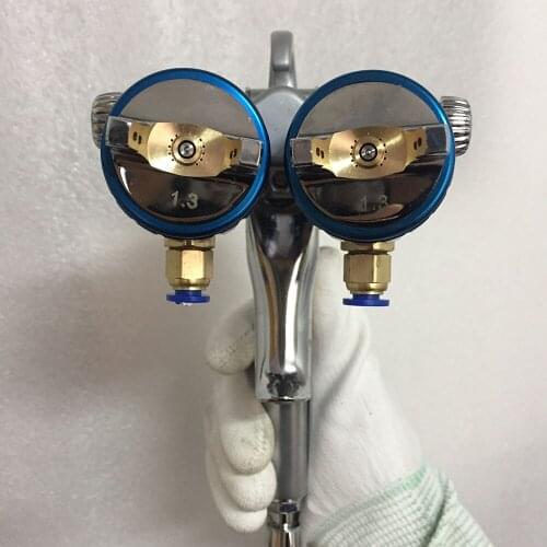 SAT1189 high pressure manual air spray gun for nano chrome silver mirror chrome plate paint gun double nozzle 1.3 wall paint gun