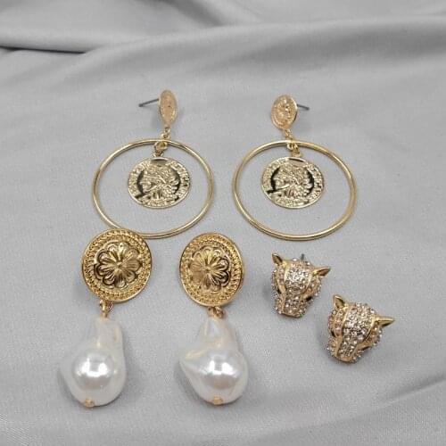 European and American Qingdao jewelry earrings personality fashion trendy trendy fashion head stud earrings female C5