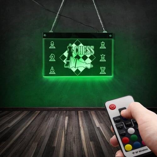 Chess Room Decorative Electric Display Lighting Board International Chess Pieces Board Game LED Wall Light Chess Master Gift