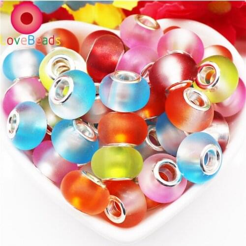 10Pcs New Handmade Matte Surface Cute Color Muranos Charms Large Hole European Spacer Beads Fit Pandora Bracelet Jewelry Gift