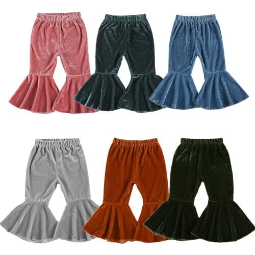 Fashion Newborn Toddler Baby Girls Bell Bottoms Velvet Casual Pants Elastic Waist Children Kids Girls Long Flare Trousers 1-6Y