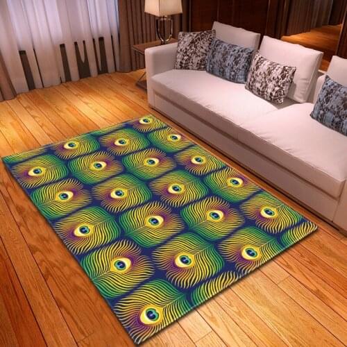 Nordic Peacock Feather 3D Printed Carpets For Living Room Bedroom Decor Carpet Kids Crawl Mats Cartoon Child Room Play Area Rugs