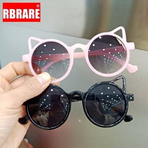 RBRARE Cat Ears Children Sunglasses 2021 Fashion Personality Sunglasses Kids Anti-ultraviolet Cute Baby Glasses Trend Girls Boys