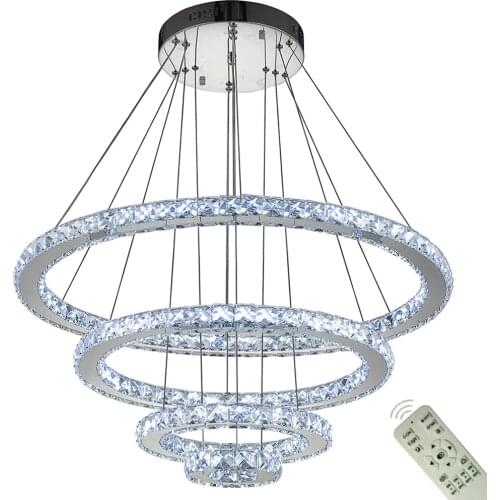 Dimmable Modern LED Ring Crystal Chandeliers DIY Shape Indoor Pendant Lamp Hanging Chandelier Lighting Cristal Suspensions Lamps