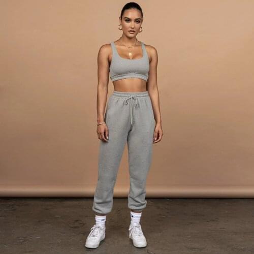 Tracksuit Women Tank Top + Sweatpants Two Piece Set Fitness Sportswear 2021 Autumn Streetwear Jogger Female Outfits Wholesale