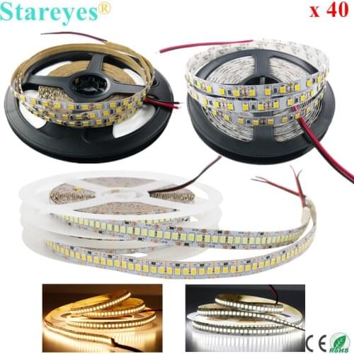 40 Pcs LED Strip 5m SMD 2835 120 240 LED/m DC12V IP20 Non waterproof Flexible Ribbon String tape LED lamp lighting Night Decor