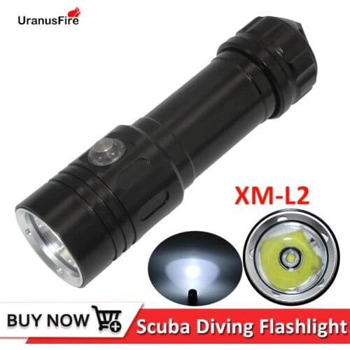 Uranusfire LED Flashlight torch underwater 50m diving flashlight lamp 4 file waterproof L2 led dive light power by 26650 battery