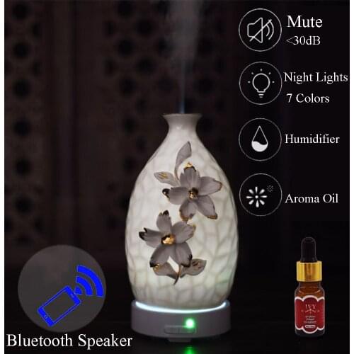 Ultrasonic Aroma Essential Oil Diffuser Lamp Air Atomizer Humidifier Lamp With Bluetooth Speaker Bedroom Table Lamp Night Lights