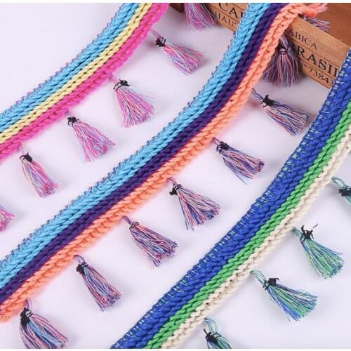 Embroidery ethnic jacquard webbing woven tape tassel fringe lace trim ribbon 7cm tribal boho DIY sewing accessory native zakka