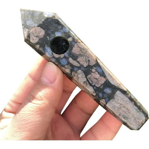 High Quality Natural Glaucophane Pipe Healing Crystal Stone Smoke Tube For Gift