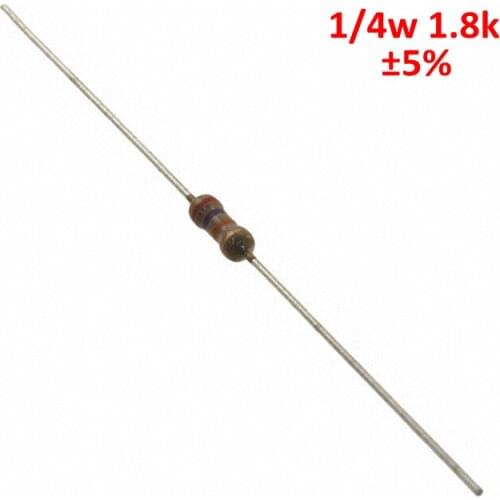 PHISCALE Carbon film resistor 1.8kOhm 1/4w 0.25w 5% Tolerance 1000pcs