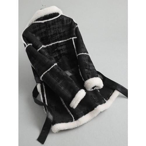 Winter Real Fur Coat Clothes Women Long Sheep Shearing Wool Jacket High Quality Overcoat 2020 KQN62961 KJ2261