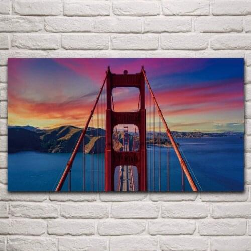 Golden gate bridge colorful sky san francisco city sunset landscape living room home art decorative fabric posters KP158