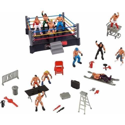 12Pcs Wrestler Athlete Wrestling Figure Gladiator Model Set Arena Battle Game Toy DIY Assembling Toys Classic Hobbies