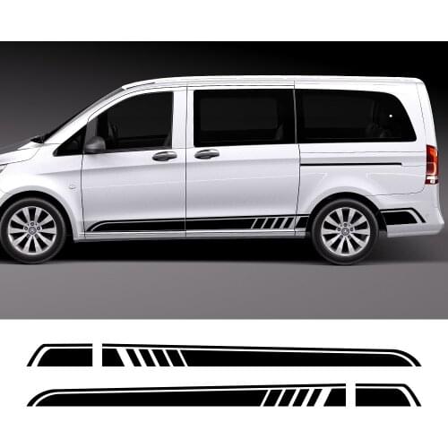 2pcs Car Long Side Stripe Sticker Auto Vinyl Film Decals Automobiles For Mercedes Benz Vito Viano V Class w447 v260 Accessories