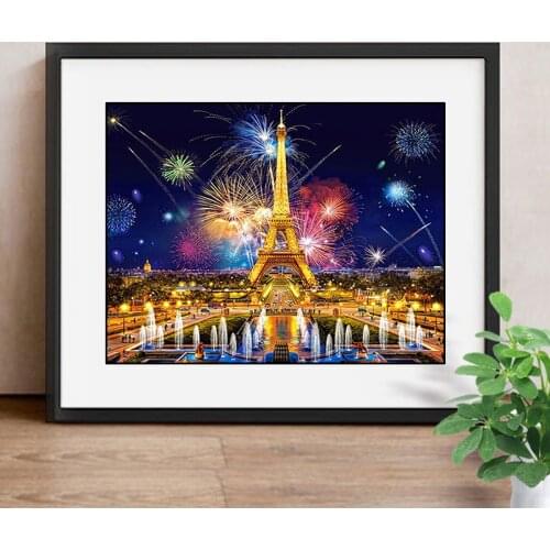 5D DIY Diamond Painting Paris Iron Tower Diamond Embroidery Mosaic Cross Stitch Rhinestones Full Square Scenic Decor Home