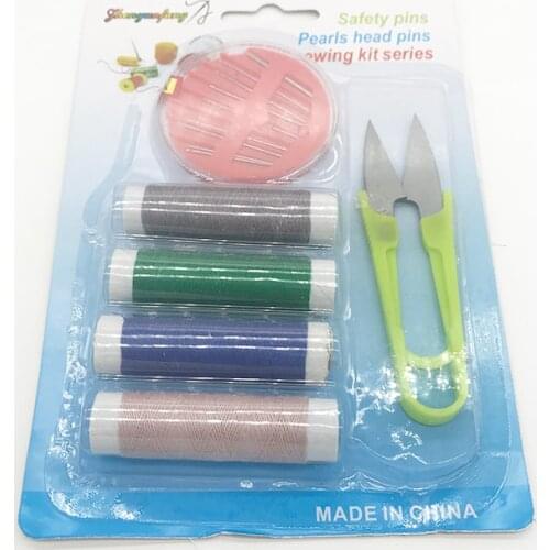 6Pcs In Set Sewing Kit 4Pcs Threads 1Pcs Needle Box With 10Pcs Needles 1Pcs Scissors For Handwork Tool