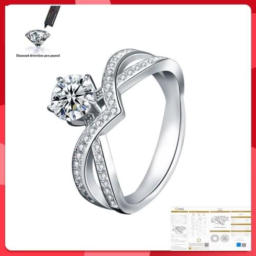 925 Silver 1ct D color Moissanite VVS Engagement Wedding Diamond Ring With national for Women