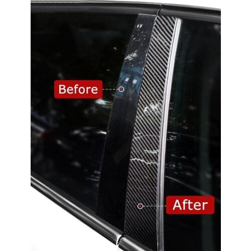 Carbon Fiber Car Window B-pillars Car Stickers Trim Covers Car Styling For Audi A3 A4 A6 Q5 2009-2018 Series Accessories