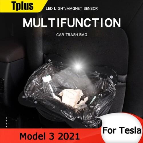 Tplus Car Trash Bag Storage Box For Tesla Model 3 2021 Driving Seat Back Storage Bag Interior Accessories Model Three
