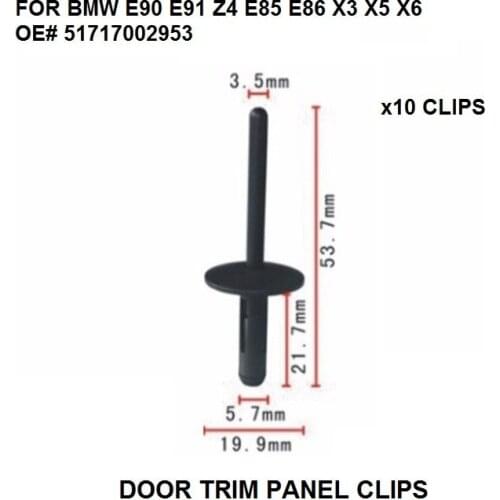 CAR STYLING FOR BMW E90 E91 Z4 E85 E86 X3 X5 X6 BUMPER SKIRT SILL RIVET CLIPS x10 NEW REPAIR SET OE# 51717002953