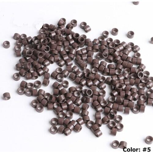 FREE SHIPPING 1000Pcs 4.5*3*3 mm Screw Micro Rings #5 Medium Brown Hair Beads Microring Hair Crimp Beads Hair Extension Tu