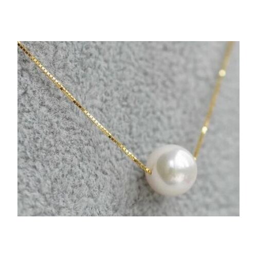 Free shipping jewelry 11-12MM natural south sea genuine white round luck pearl pendant necklace