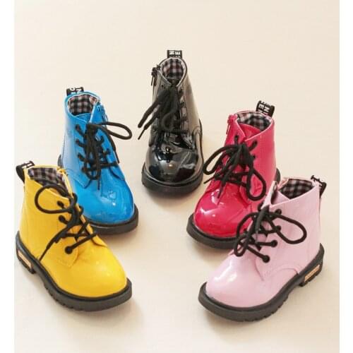 NEW Girls Leather Boots Boys Shoes Spring Autumn PU Leather Children Boots Fashion Toddler Kids Boots Warm Winter Boot
