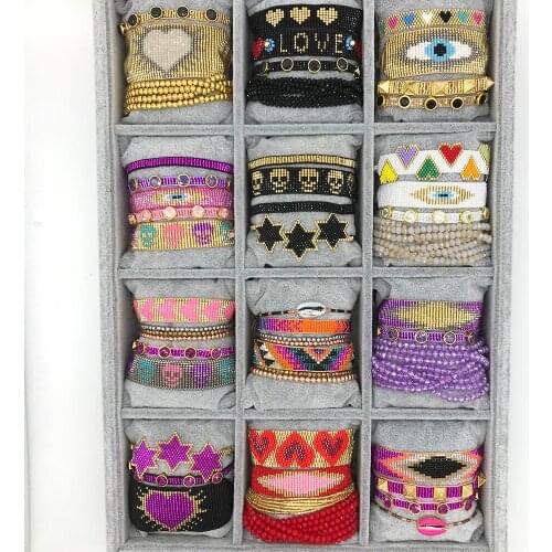 BLUESTAR Turkish Eye Bracelet Heart Star Bracelet Crystal Shell Pulseras Mujer Moda Handmade jewelry MIYUKI 2021