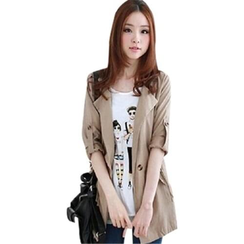 Spring Autumn New Arrivals Womens Windbreaker Casual Oversize Female Thin Coats Drawstring Lady trench Coats Trendy Clothes