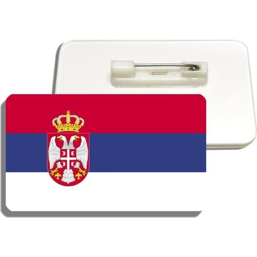 Serbia Flag Brooch Acrylic National Flag Pin For Backpacks Hat Shirt Clothes Patriotic Badge Jewelry Gift
