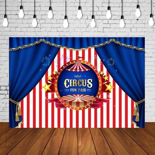 Circus Carnival Birthday Party Backdrop Red Stripes Blue Curtain Stage Fun Fair Photography Studio Background Wall Decorations