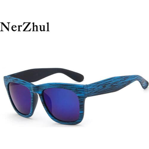 Nerzhul Classic Sunglasses Trending Products 2018 Unisex Wood Grain Blue Sunglasses Men Women Fashion Square Sun Glasses Female