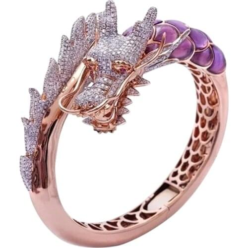 Unique Style Female Dragon Animal Ring 18KT Rose sweet Engagement Ring Vintage Wedding Band Rings For Women