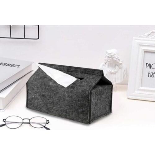 Wool Felt Tissue Storage Case Tissue Box Household Trays Portable Black/Gray Car Paper Towel Container Storage Box 11