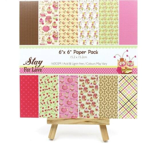 KSCRAFT 12pcs 6" Single-side Printed Cute Cake pattern creative papercraft art paper handmade scrapbooking kit set books