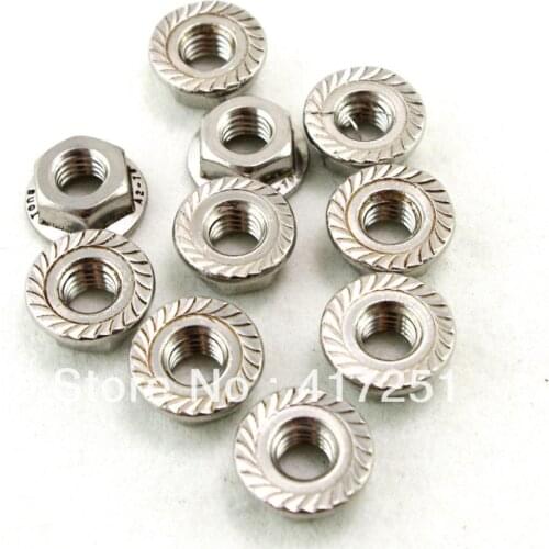 Lot50 Metric M6 304 Stainless Steel Hex Head Serrated Spinlock Flange Nuts