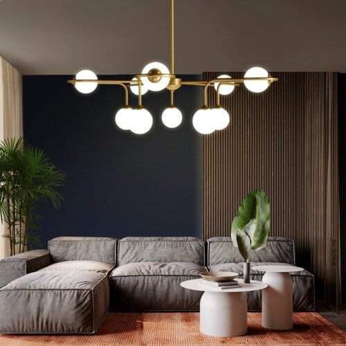 All Copper Light Luxury Nordic Living Room Chandelier Modern Minimalist Creative Personality Atmospheric Dining Room Chandelier